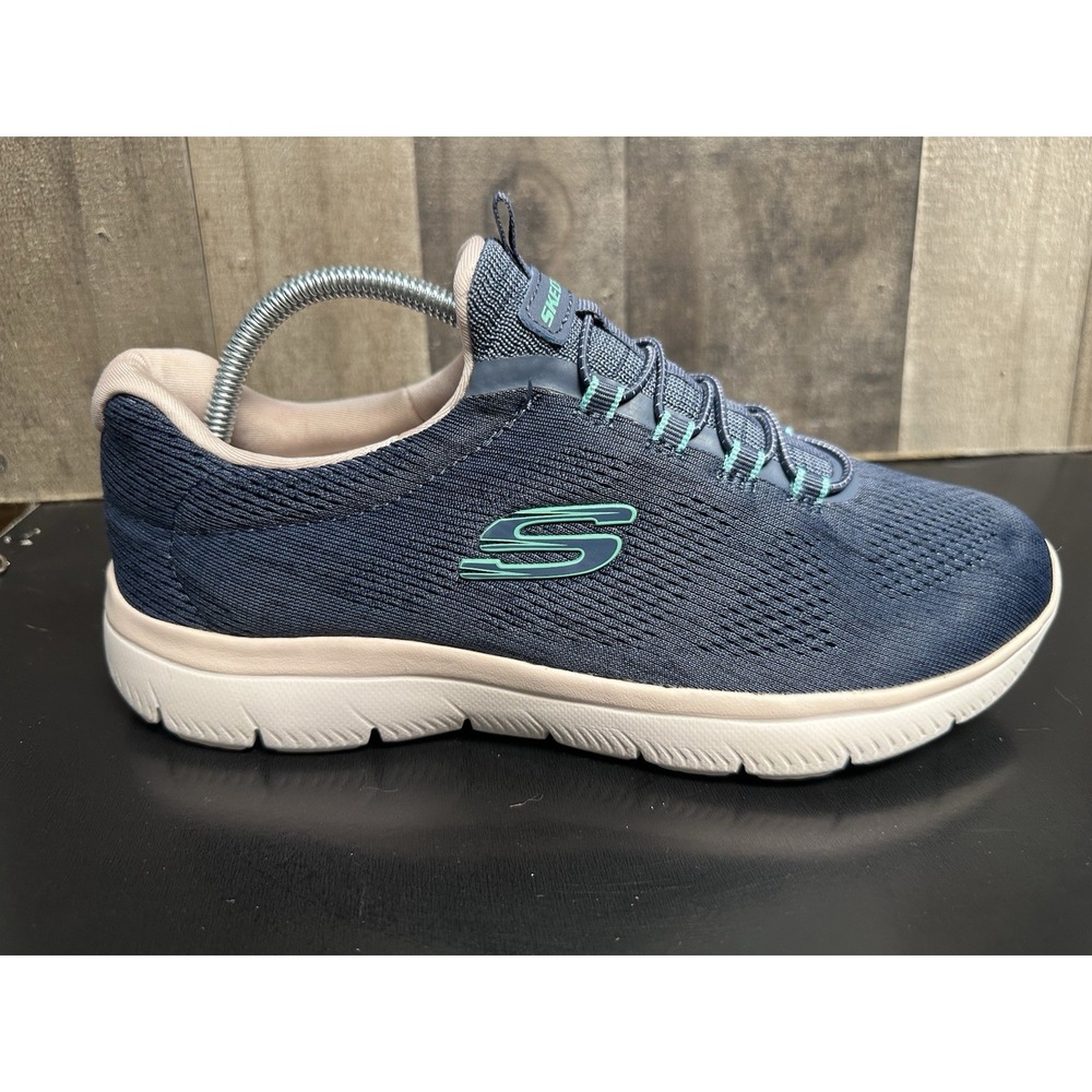 Skechers Hands Free Slip Ins Womens 8 Wide Blue Pink Sneakers 150113W Summits